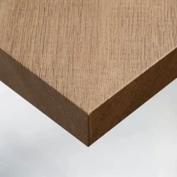 Customised furniture with textured conformable self-adhesive covering Light Oak for a light oak wood effect