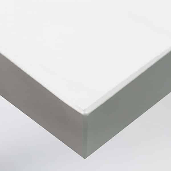 Customised furniture with textured conformable self-adhesive covering White Mat marble for a mat marble effect